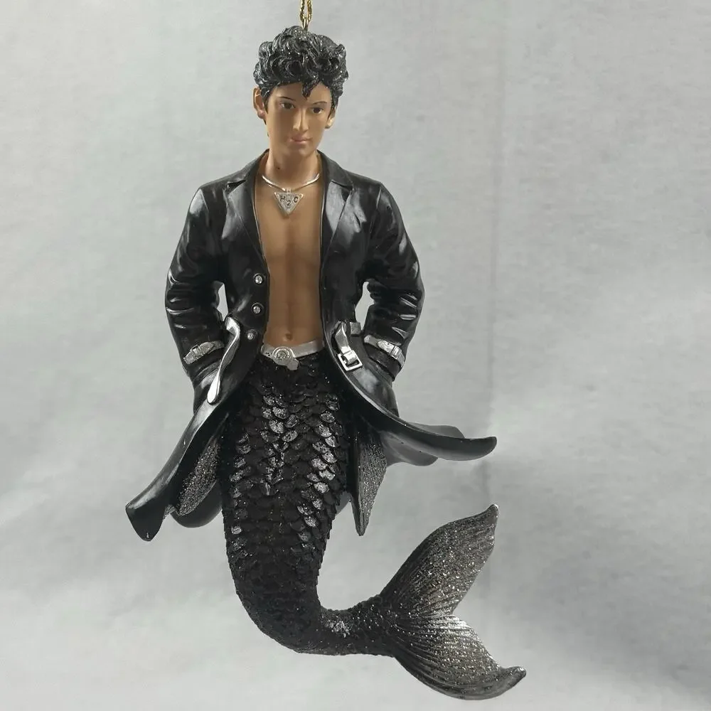 December Diamonds H2O Merman Ornament #55-90764 Black Silver 2012 Boxed Retired